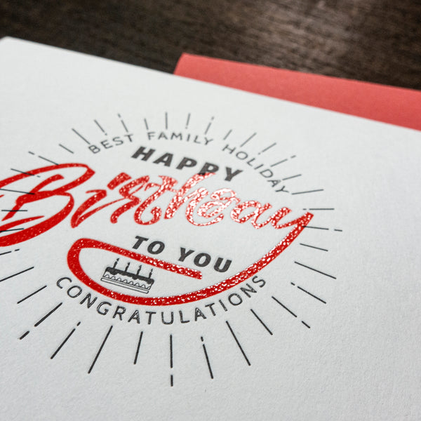 Letterpress & Thermography Birthday Card (Red)