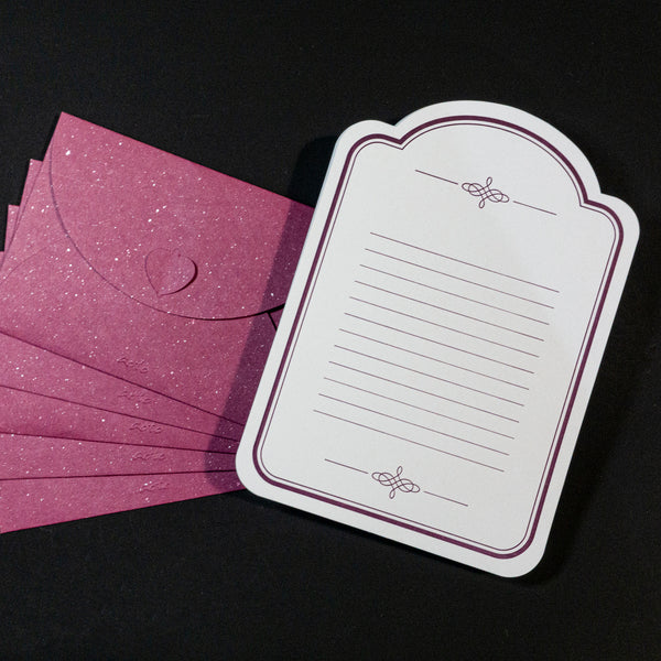 Letterpress Heart-shaped Letter Set (5 env - Rose Red)
