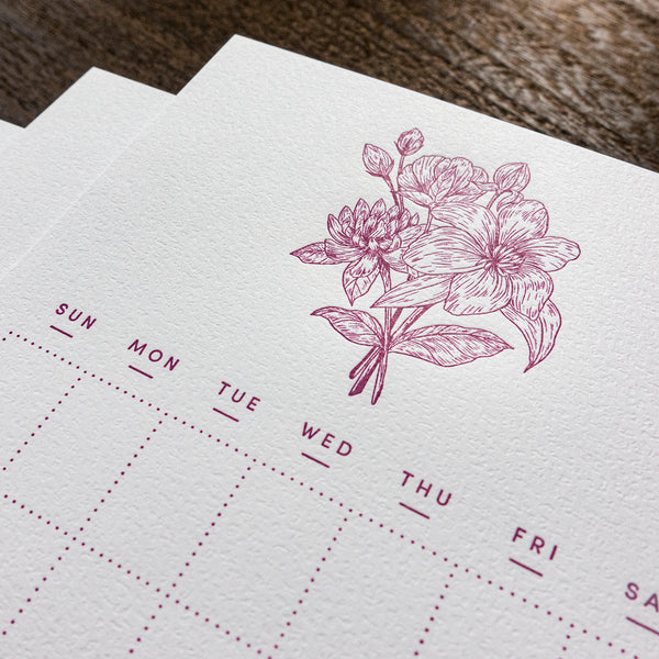 Letterpress Plant Series Diary Sticker (12 sheets - Red)