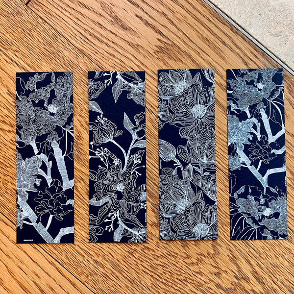 The Flowery Illustration – Bookmark (Blue Chip) 4 patterns/Pack