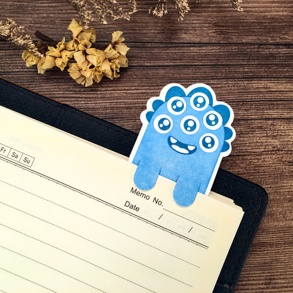 Letterpress Little Monster Bookmark (Blue)