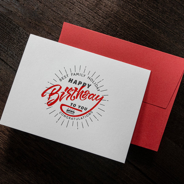 Letterpress & Thermography Birthday Card (Red)