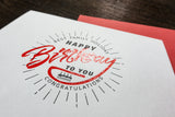 Letterpress & Thermography Birthday Card (Red)