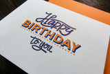 Letterpress & Thermography Birthday Card (Orange)