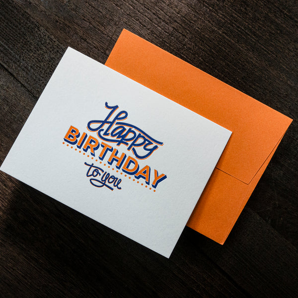 Letterpress & Thermography Birthday Card (Orange)