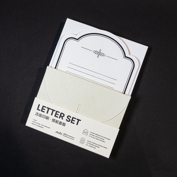 Letterpress Heart-shaped Letter Set (5 env - Grey)