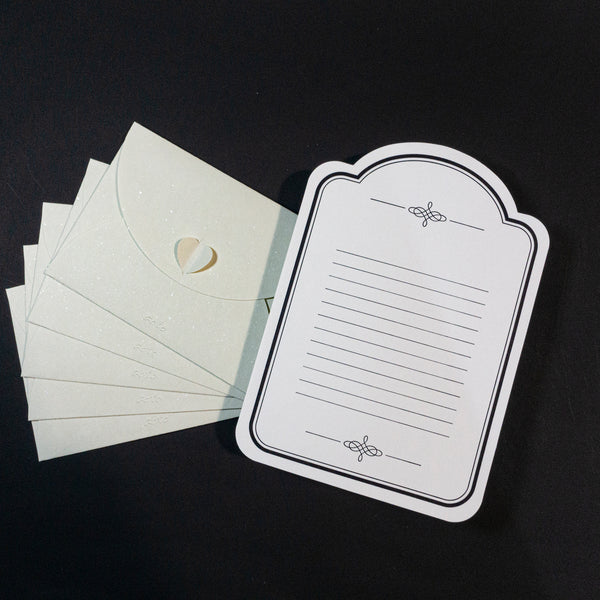 Letterpress Heart-shaped Letter Set (5 env - Grey)