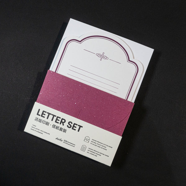 Letterpress Heart-shaped Letter Set (5 env - Rose Red)