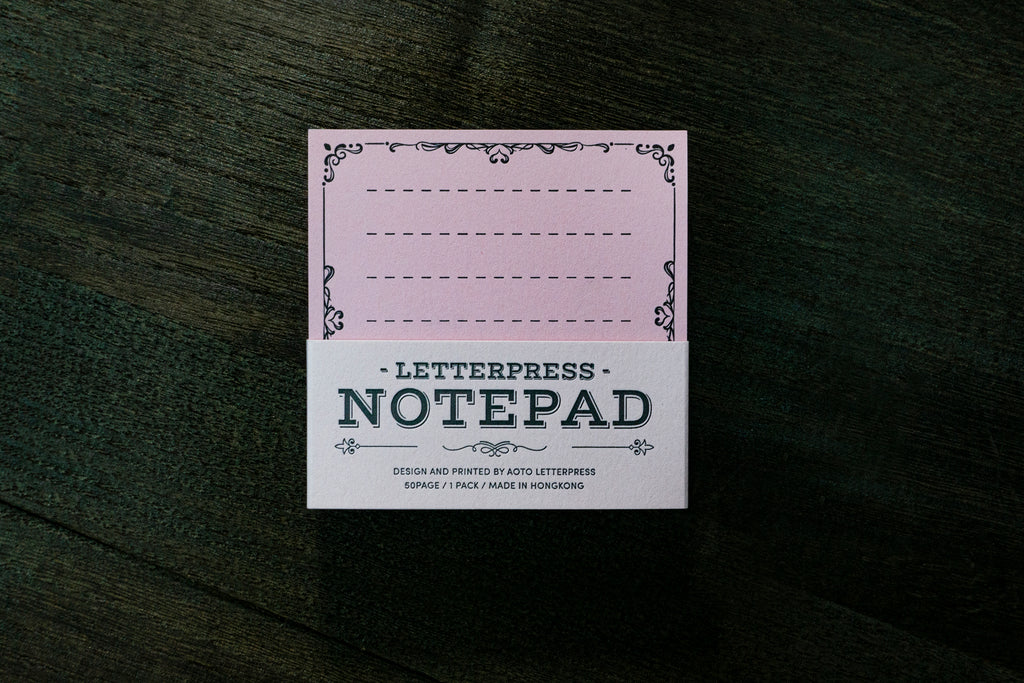 Letterpress Notepad (50 sheets - Pink)