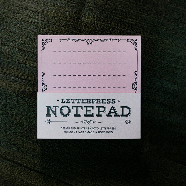 Letterpress Notepad (50 sheets - Pink)