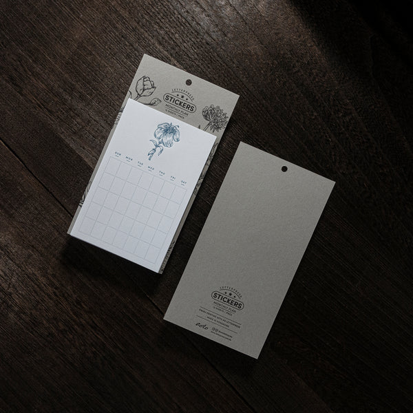 Letterpress Plant Series Diary Sticker (12 sheets - Cyan)