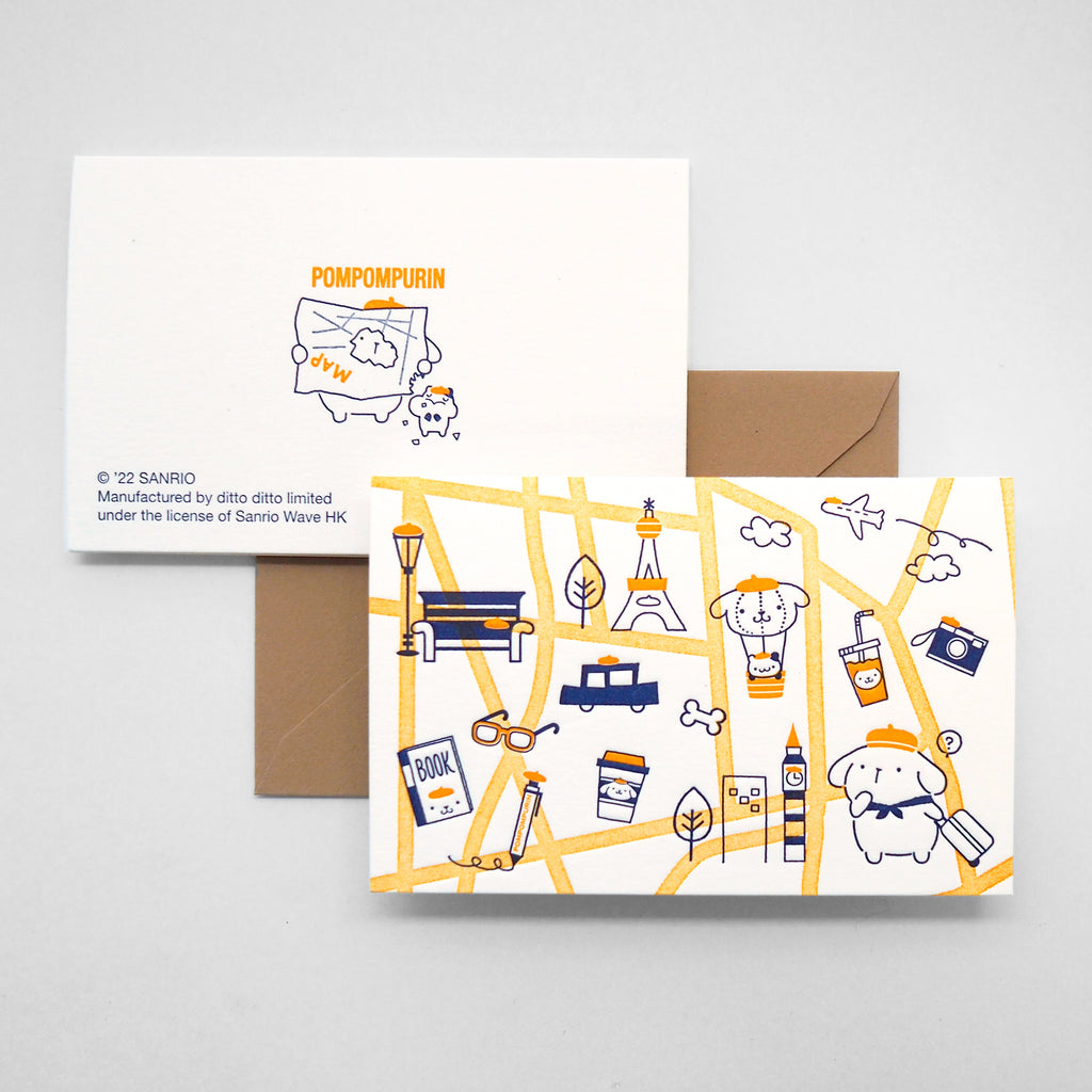 Sanrio x ditto ditto - Letterpress Mini Pattern Card (Pompompurin 布甸狗)